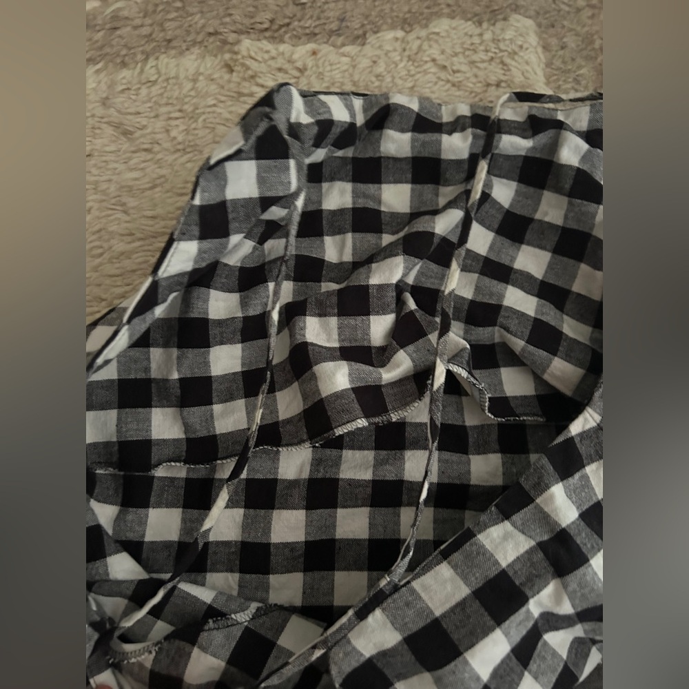 Zara Linen Blend Gingham Black and White Shift Dress Large - Picture 6 of 6